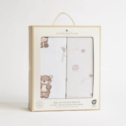 Fitted Cot Sheets 2pk - Cuddly Bear