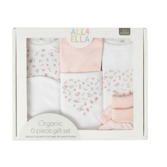Organic Cotton Clothing 6pc Clothing Gift Set - Pink Petals
