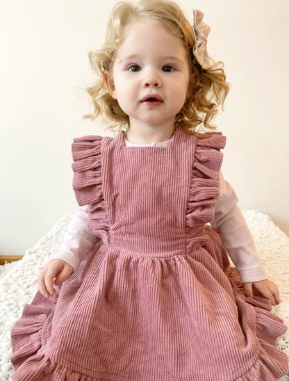 Corduroy Pinafore Dress - Carnation