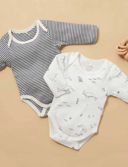 Long Sleeve Bodysuit 2pk - Nautical