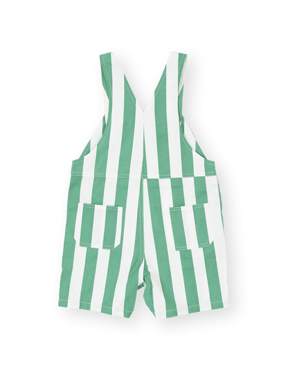 Happy Stripe Green & White Button Burton Overall