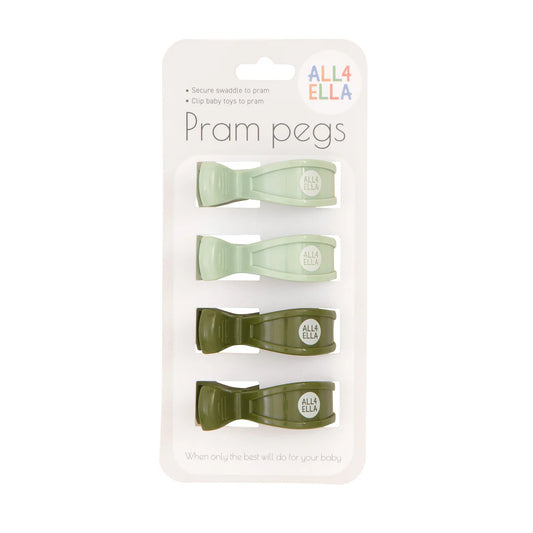 Pram Pegs 4pk - Sage & Forest Green