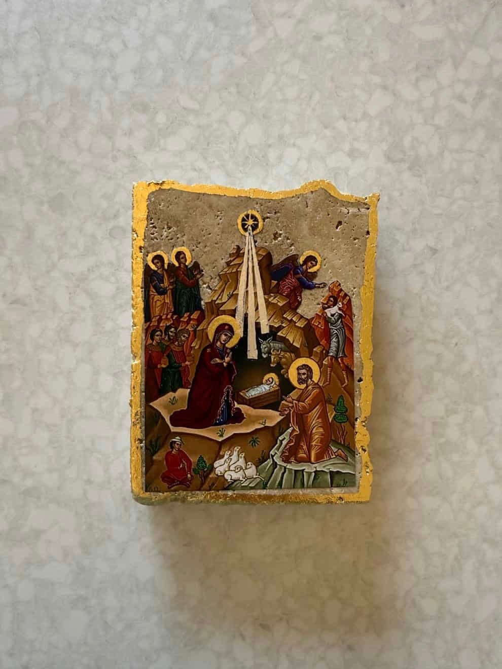 Nativity of Christ Icon - Travertine