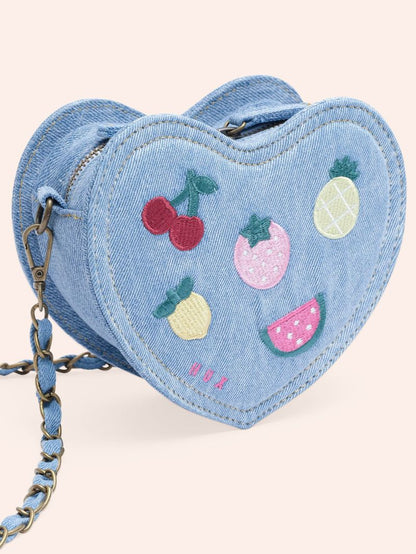 I Heart Fruit Denim Shoulder Bag