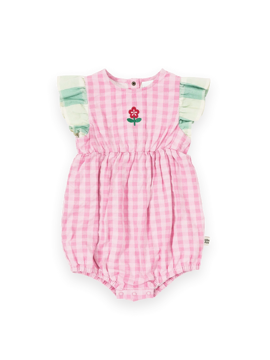 Gingham Green/Pink Lani Romper