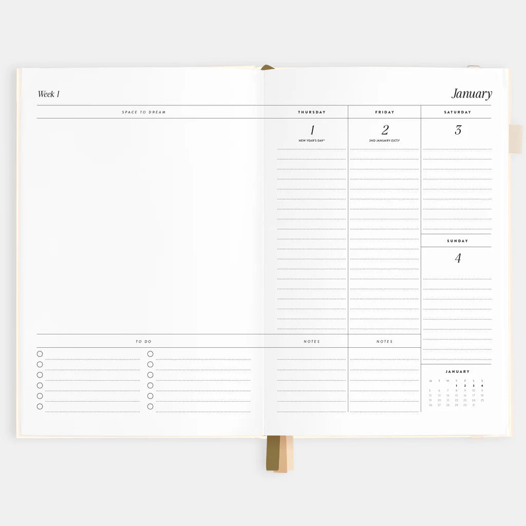 2026 A5 Vertical Planner - Creme