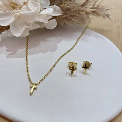 Mini Cross Earrings - Gold