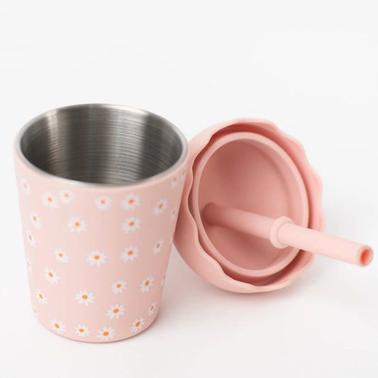 Pink Daisy Smoothie Cup & Straw 200ml