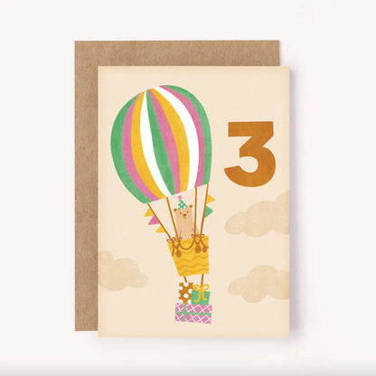 3rd Birthday Bear Balloon Card