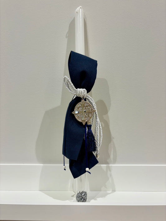 Glass Tube Constantine & Silver Greek Easter Candle/Lambatha