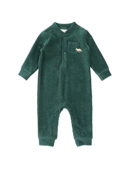 Deep Green Velour Romper