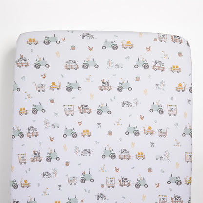 Fitted Cot Sheets 2pk - Tractor Ride