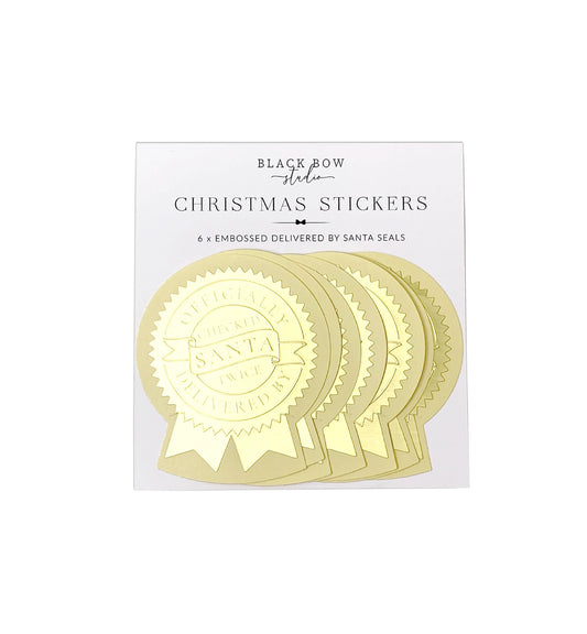 Delivered By Santa Christmas Embossed Rosette Stickers