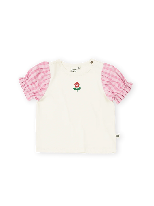 Gingham Pink Puff Sleeve Top