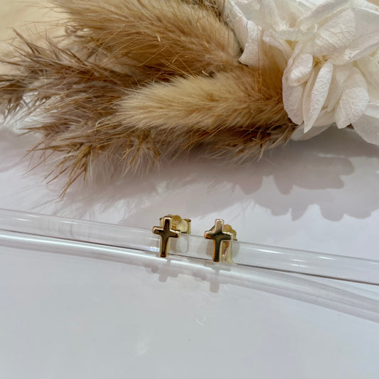 Mini Cross Earrings - Gold