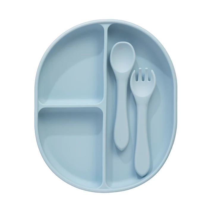 Silicone Feeding Set - Dusty Blue