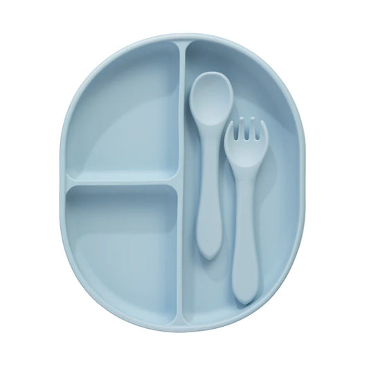 Silicone Feeding Set - Dusty Blue