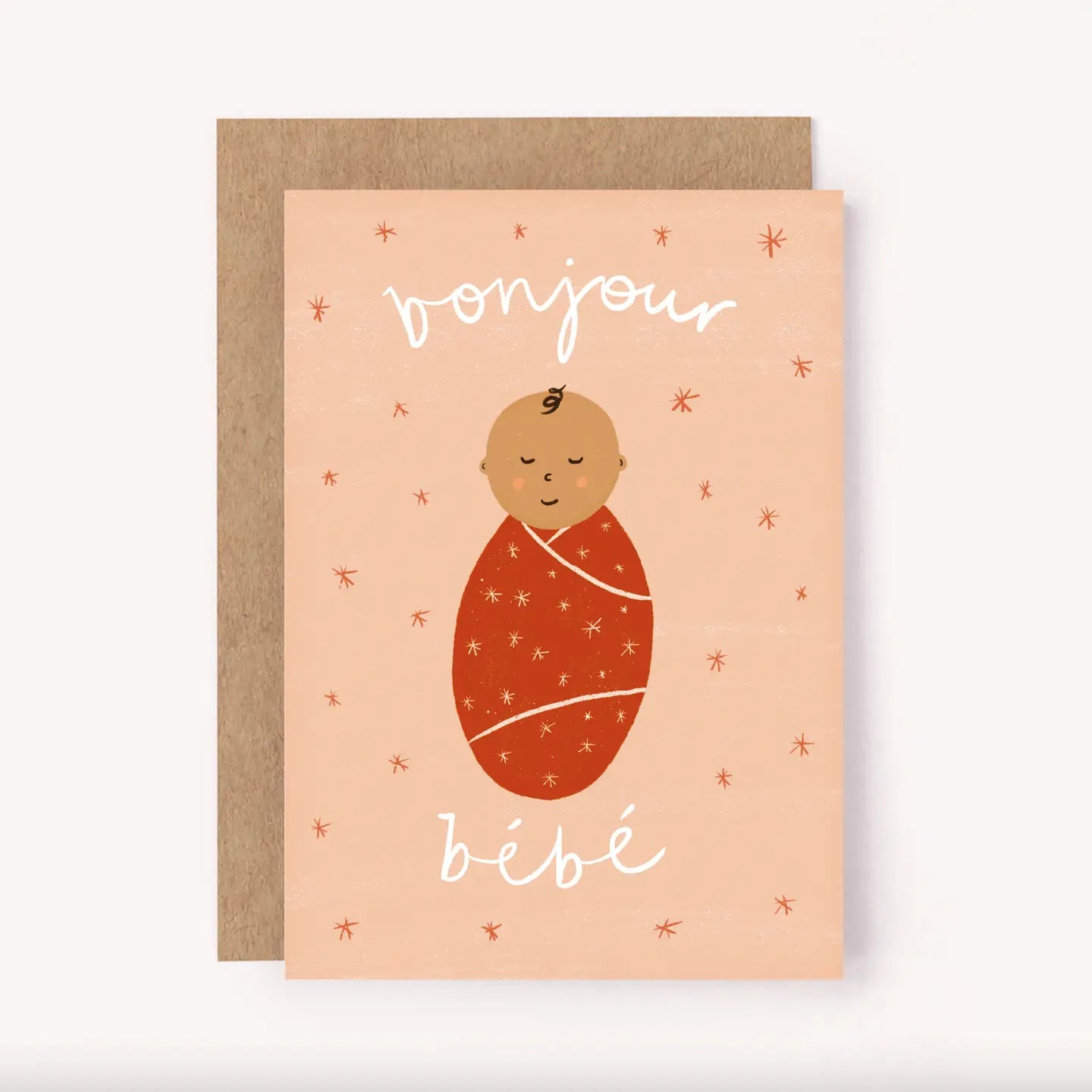 Bonjour Bebe - Hello Baby Pink Card