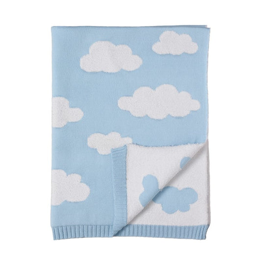 Knitted Pram Blanket - Cloud Whisper
