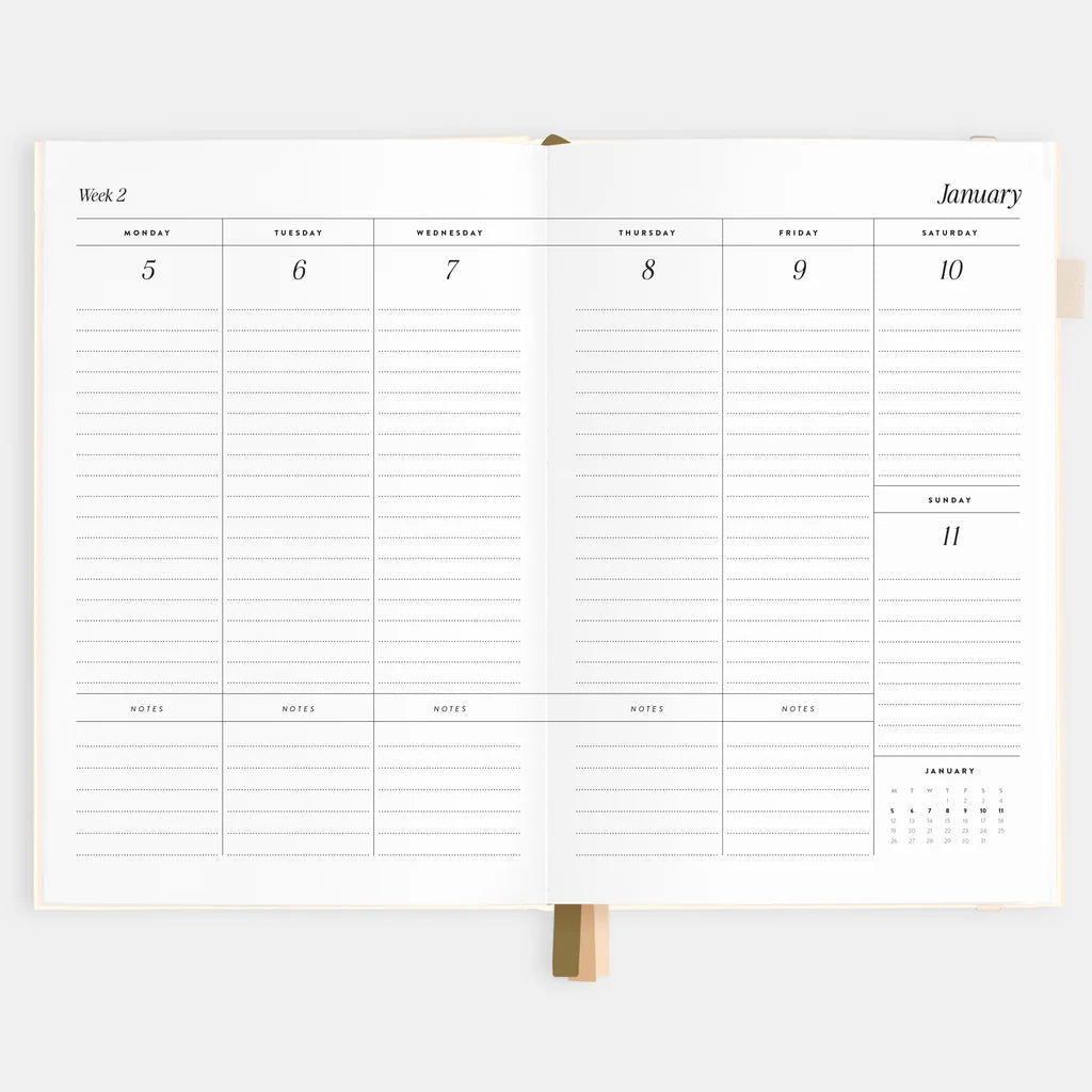 2026 A5 Vertical Planner - Creme