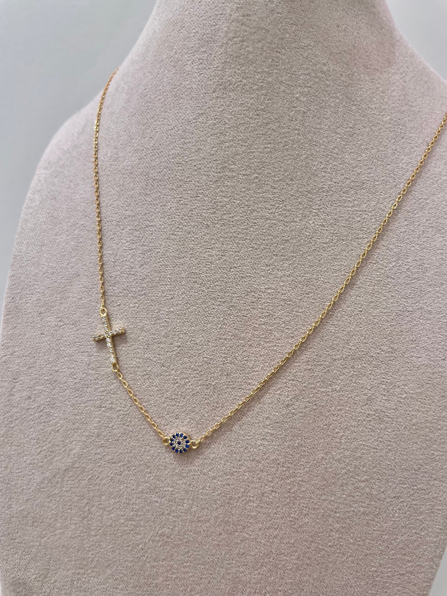 Eye & Cross Necklace - Gold