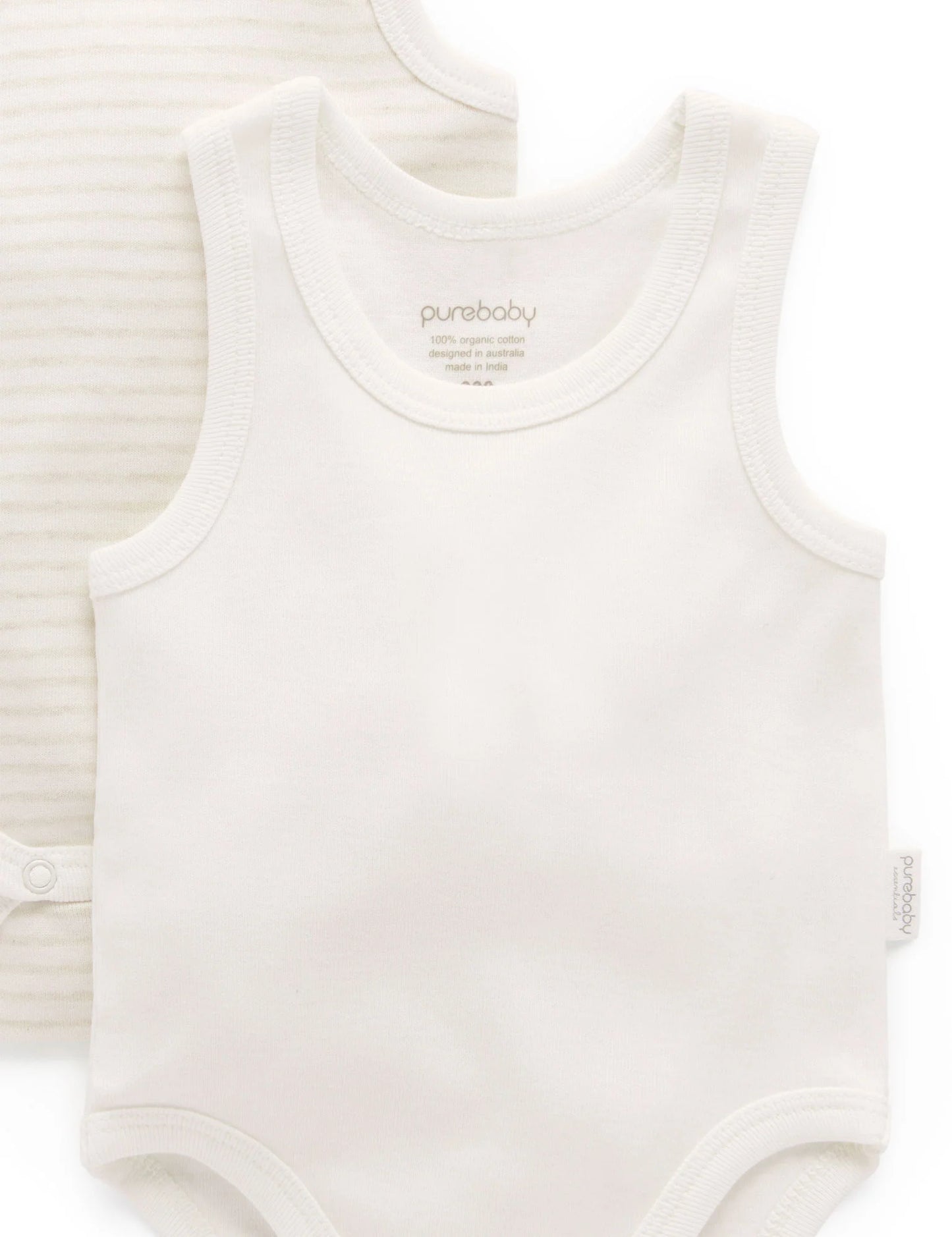 Rib Singlet Bodysuit 2pk - Wheat