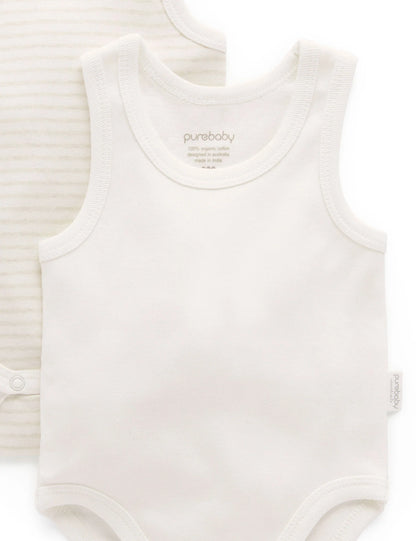 Rib Singlet Bodysuit 2pk - Wheat