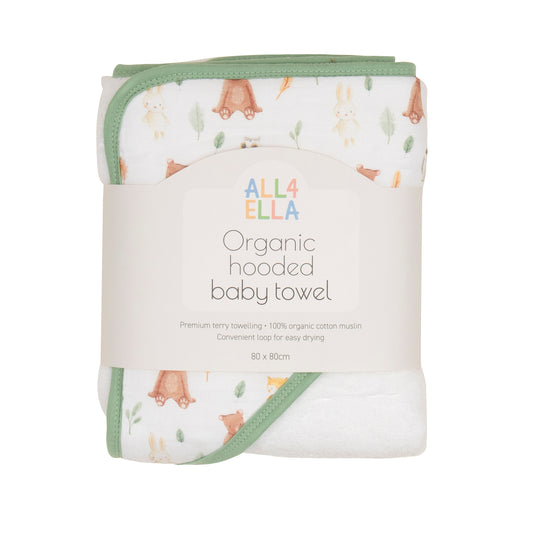 Organic Cotton Hooded Towel - Forest Friends