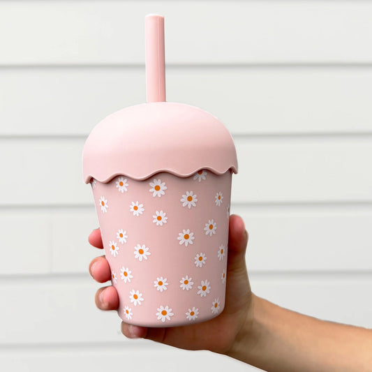 Pink Daisy Smoothie Cup & Straw 200ml