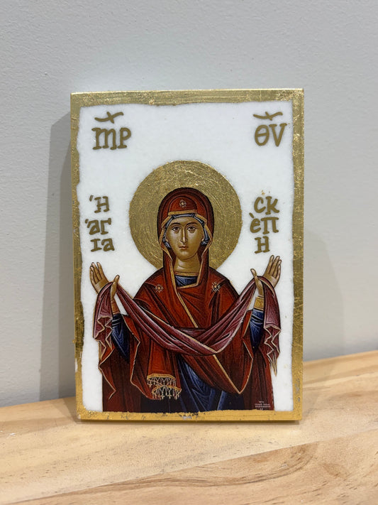 Protection of the Theotokos - White Marble