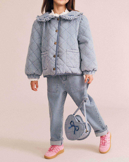 Vintage Bow Collar Denim Jacket