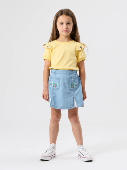 Strawberry Flounce Yellow Shoulder Top
