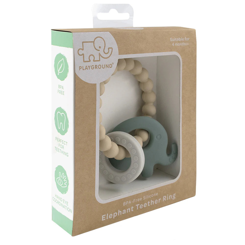 Elephant Teether Ring - Sage