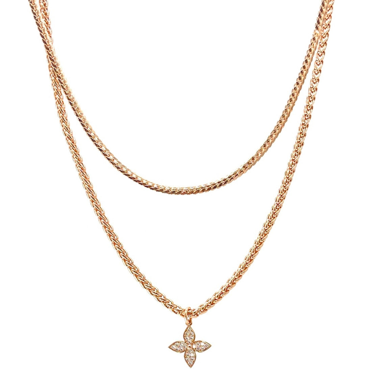 Cross Duo Necklace - Rose Gold