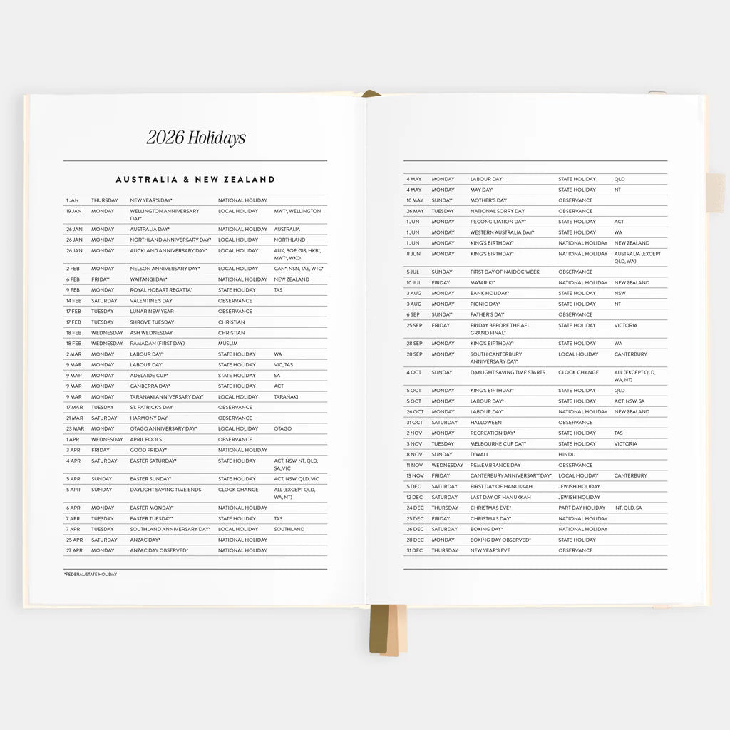 2026 A5 Vertical Planner - Creme