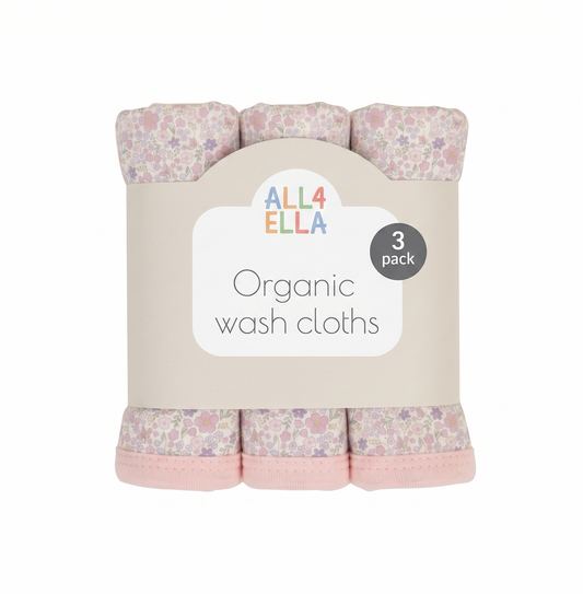 Organic Cotton Wash Cloths 3pk - Blossom