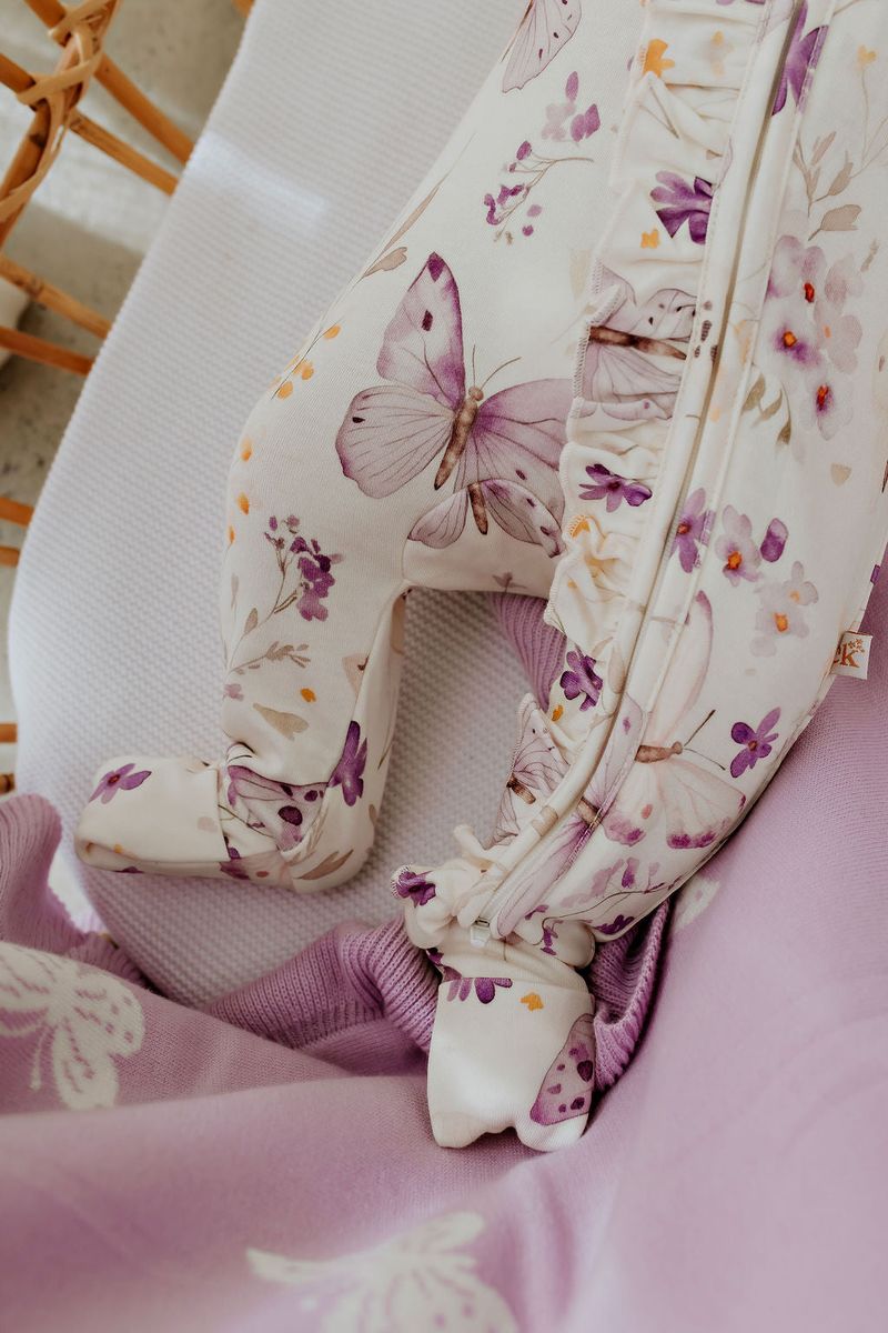 Bamboo Zipsuit - Lilac Butterflies