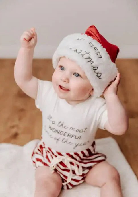 My First Christmas Velvet Santa Hat