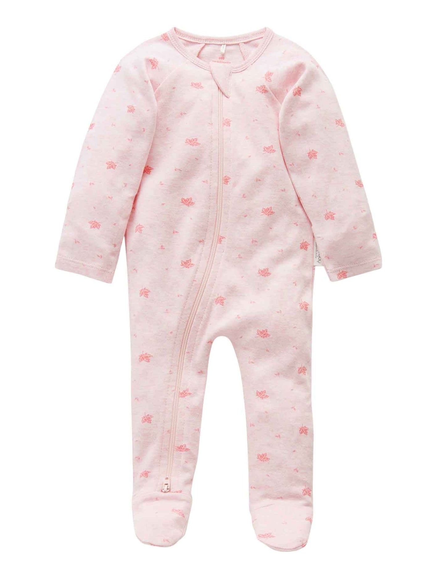 Pink Leaf Premmie Zip Growsuit