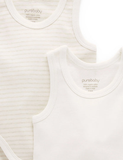 Rib Singlet Bodysuit 2pk - Wheat