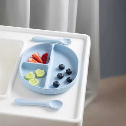 Silicone Feeding Set - Dusty Blue