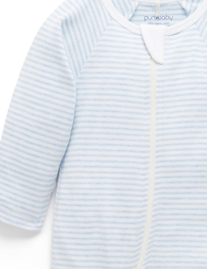 Premmie Zip Growsuit & Beanie Set - Blue Stripe