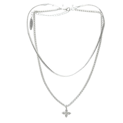 Cross Duo Necklace - Silver