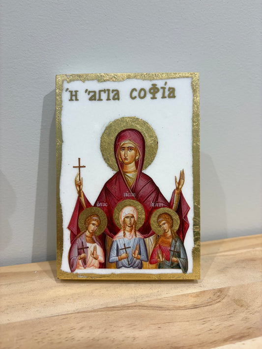 St. Sophia with Daughters - White Marble