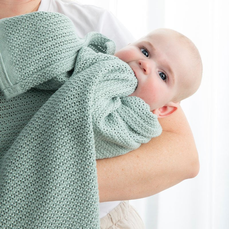 Cotton Bassinet Cellular Blanket - Sage