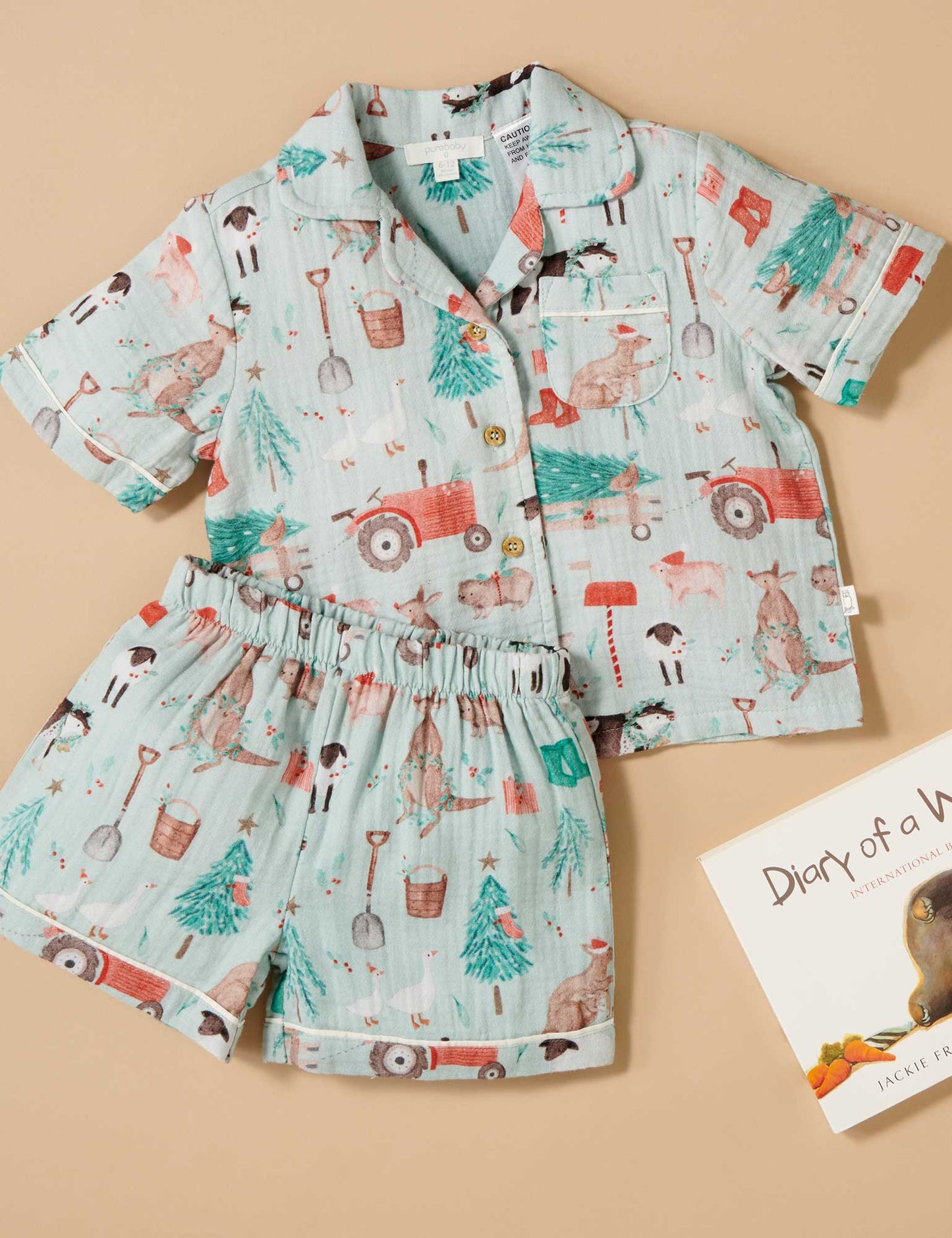 Farmyard Christmas Short Crinkle PJ Set