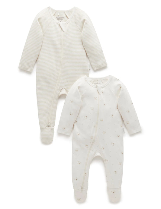 Zip Growsuit 2pk - Vanilla Bears