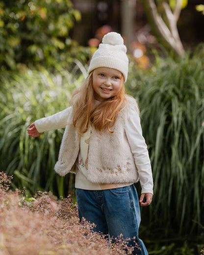 Winnie Embroidered Floral Faux Fur Vest - 4Y