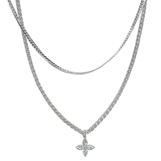 Cross Duo Necklace - Silver