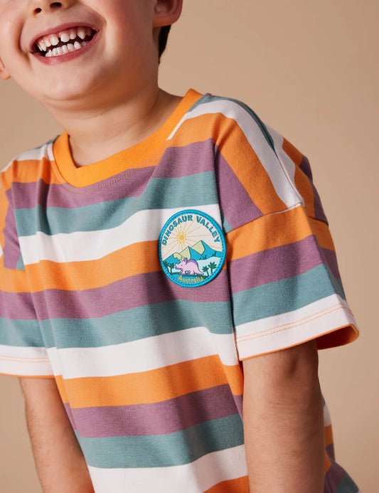 Dino Valley Nostalgia Stripe T-Shirt Golden Multi